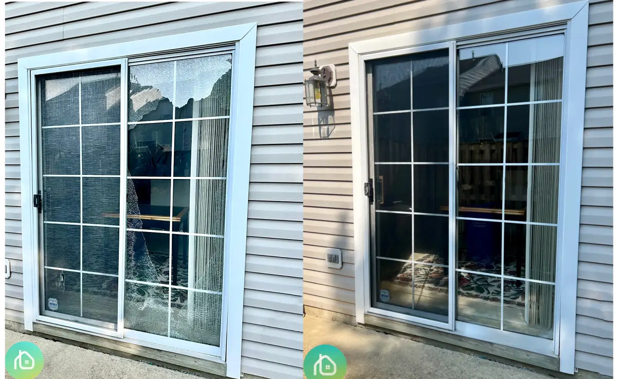 Damaged glass replacement example in Maryland