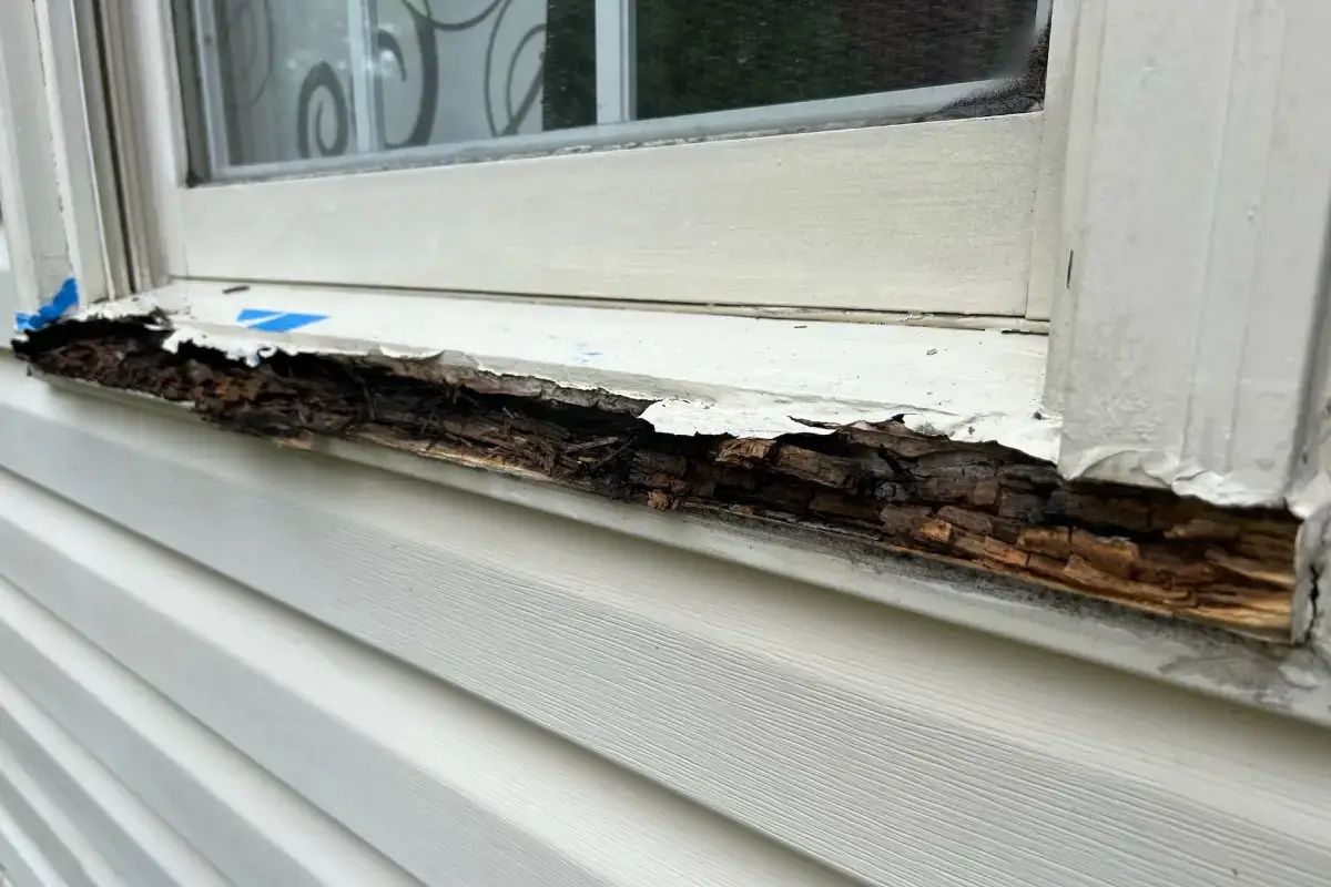 Rotted window before repairing