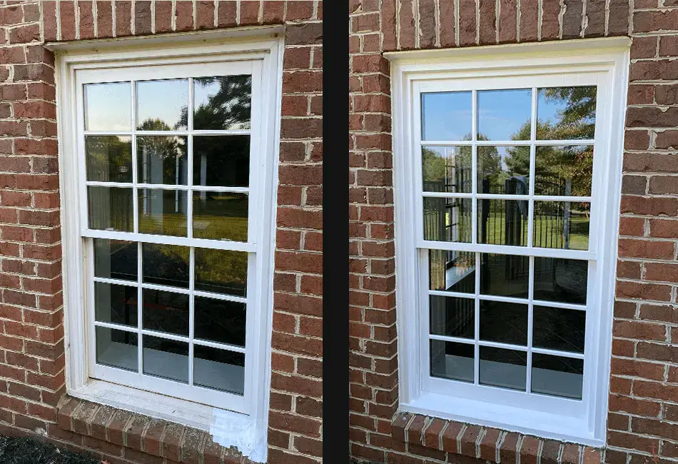 Rotted window before and after