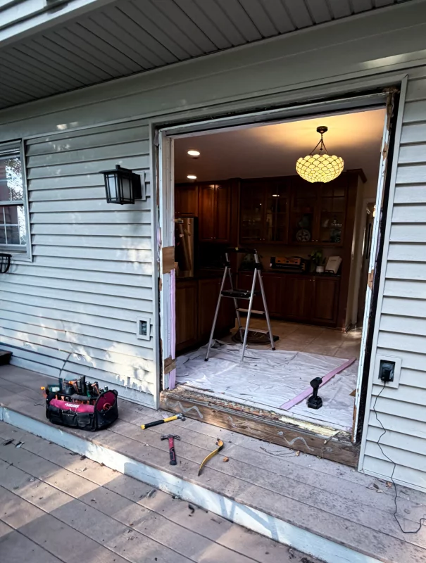 Patio Door Replacement and Wall Dog Door Installation gallery photo.