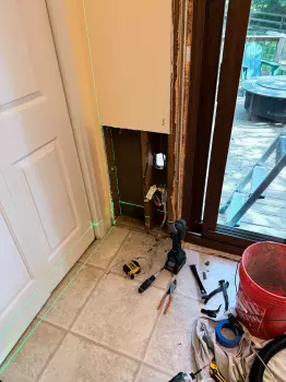 Patio Door Replacement and Wall Dog Door Installation project photo.