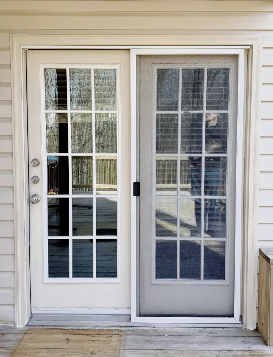 Patio door with new brick molding on all sides
