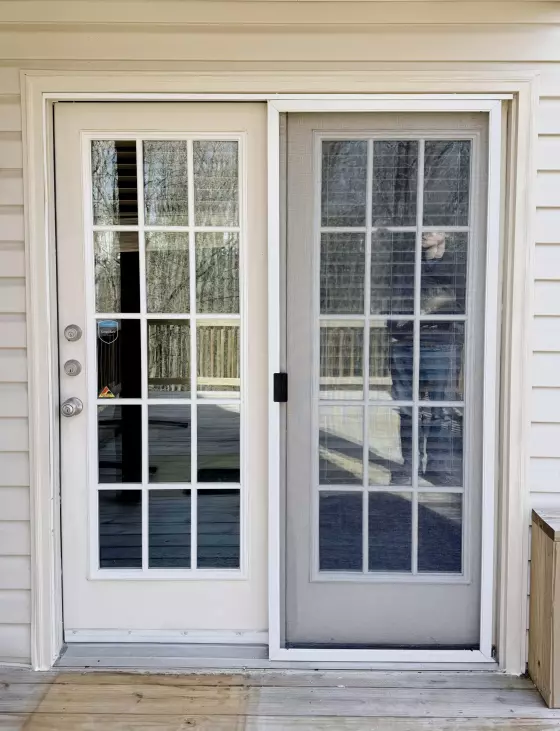 Patio door with new brick molding on all sides