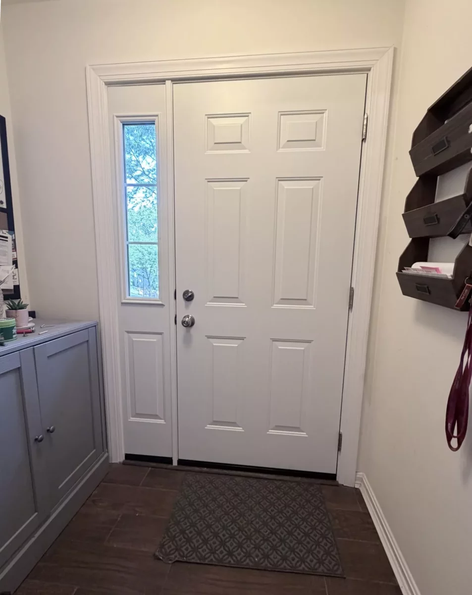 new white door with sidelite 