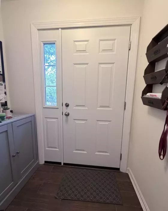 new white door with sidelite 