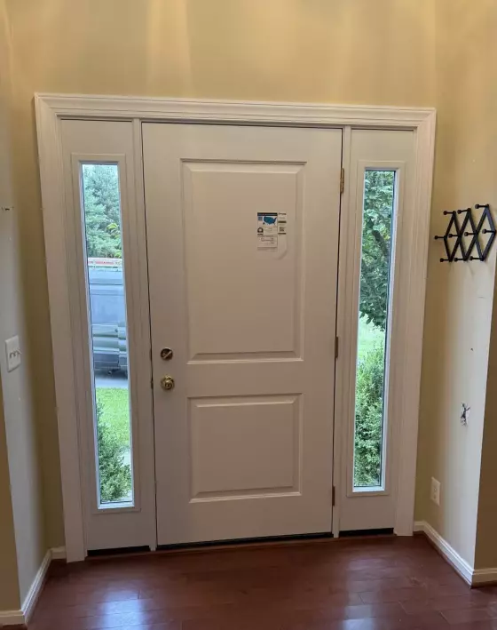 Interior view of newly installed entry door